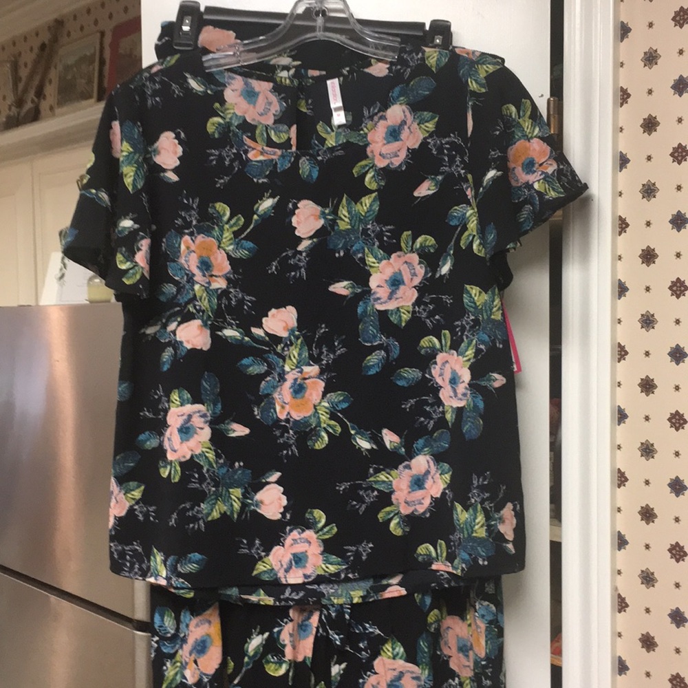 Top and long split skirt